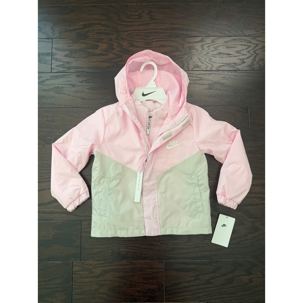 Nike Kids Windrunner 3-in-1 Jacket Fleece Liner Pink Foam 36M914-A9Y Size 4 - Picture 1 of 9